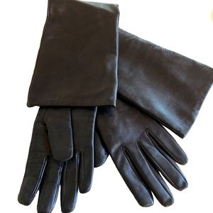 Over the Elbow Lambskin Black Leather Gloves